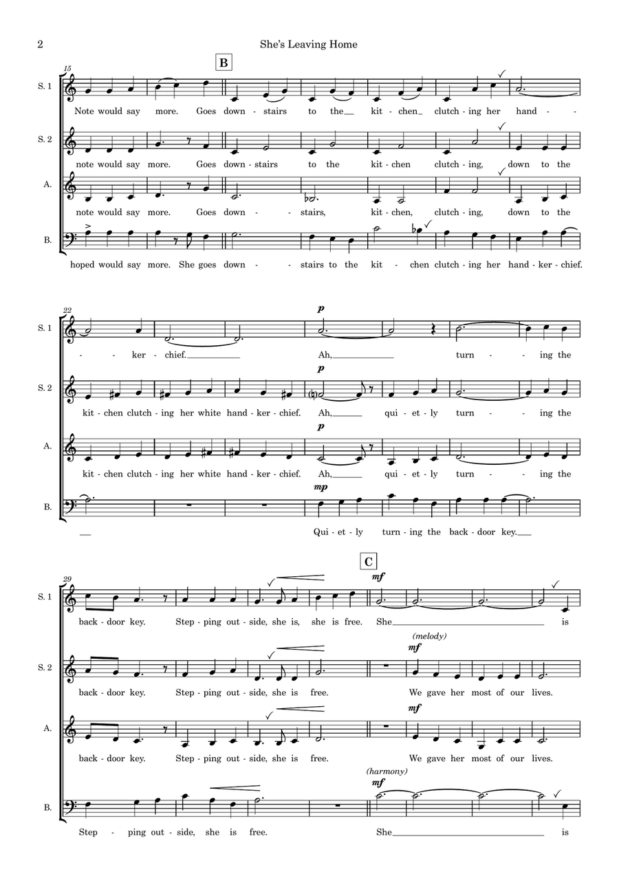 She's Leaving Home (arr. Hazel Hannam) by The Beatles Choir - Digital Sheet Music page 2