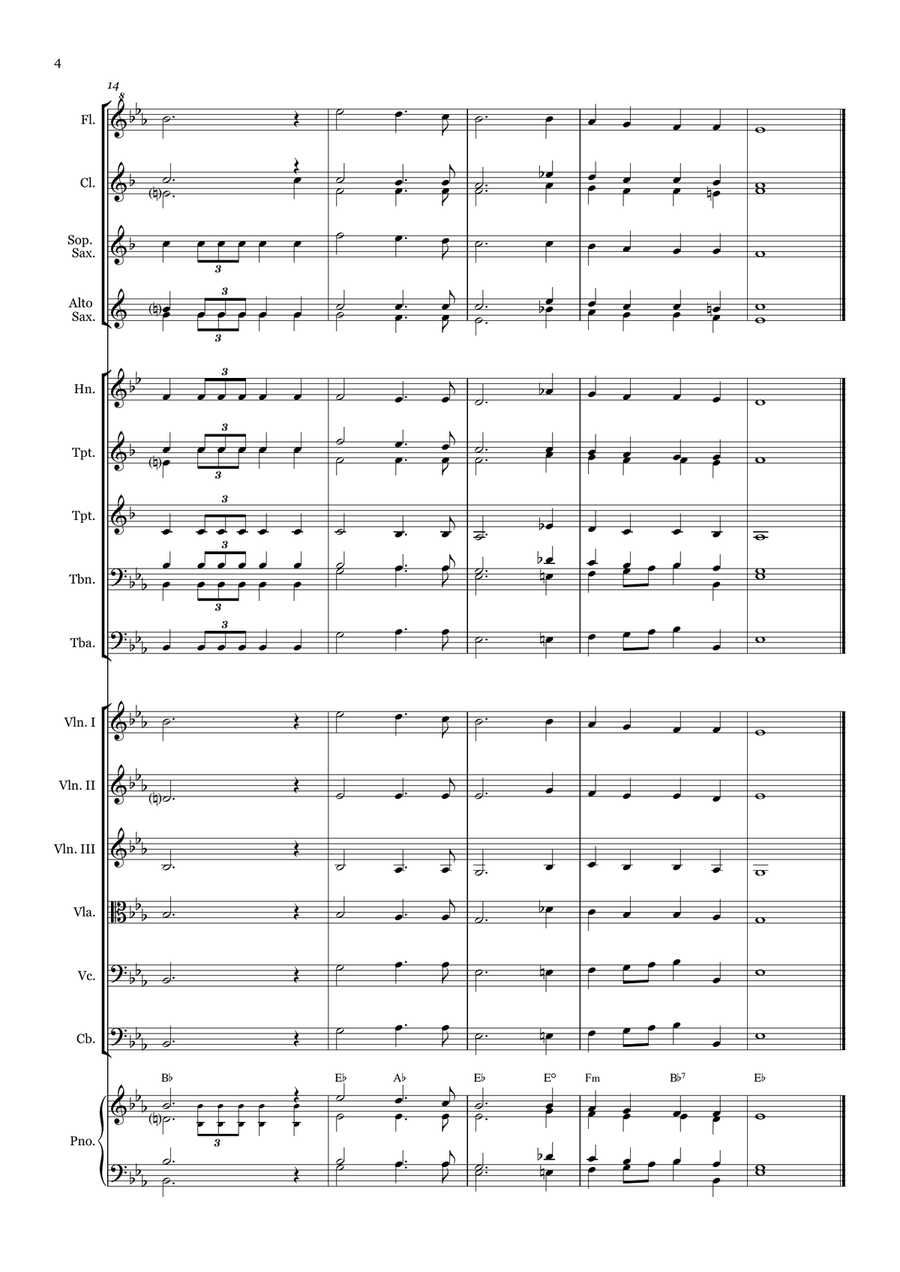 God of Our Fathers - for Beginner Orchestra. (with chords) Chamber Music scores gallery preview page 4