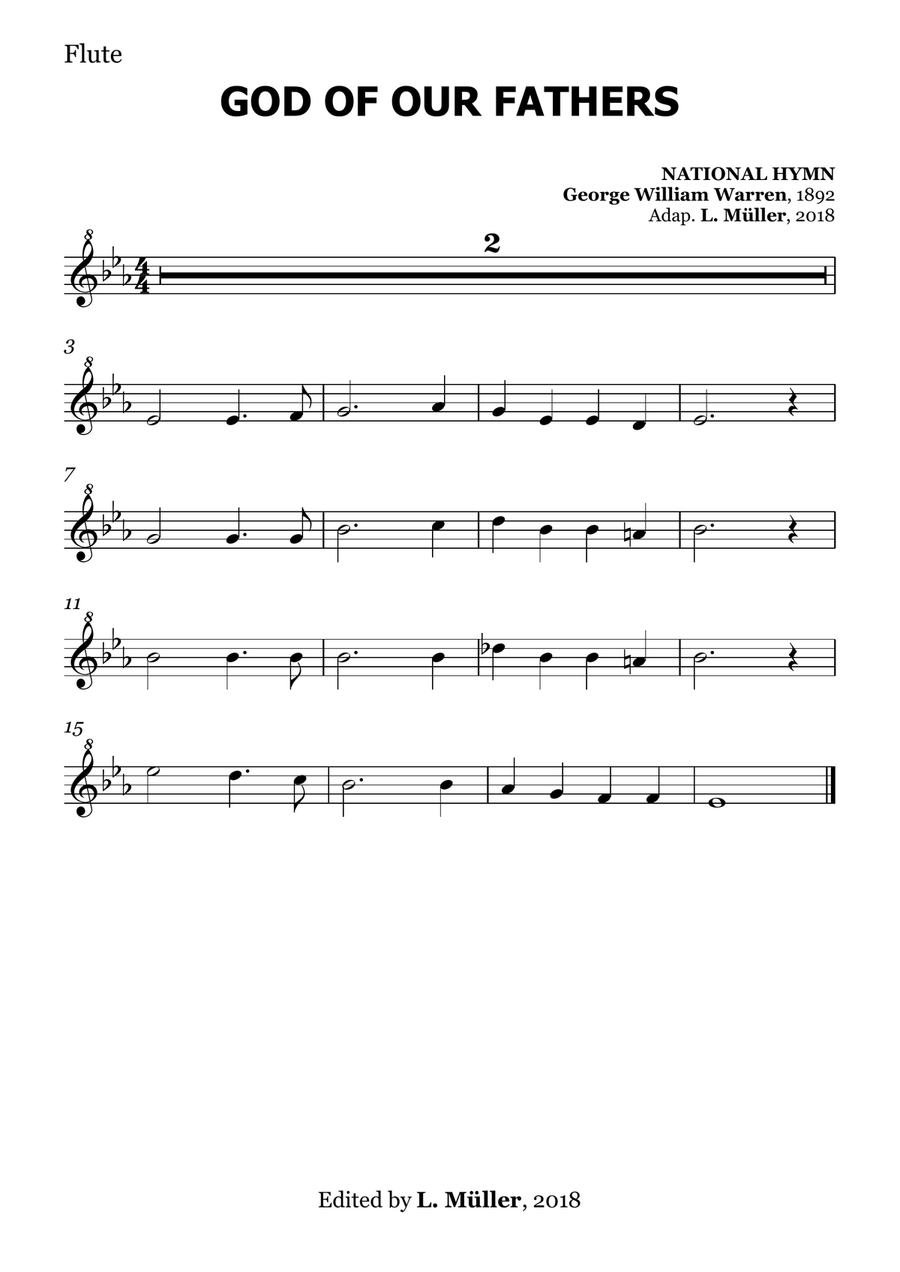 God of Our Fathers - for Beginner Orchestra. (with chords) Chamber Music scores gallery preview page 5