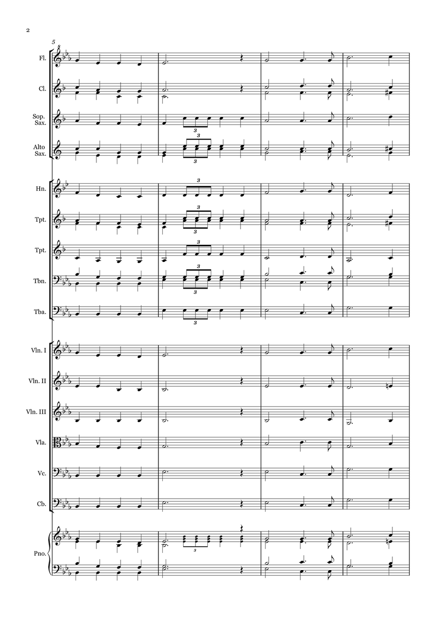 God of Our Fathers - for Beginner Orchestra. Chamber Music scores gallery preview page 2