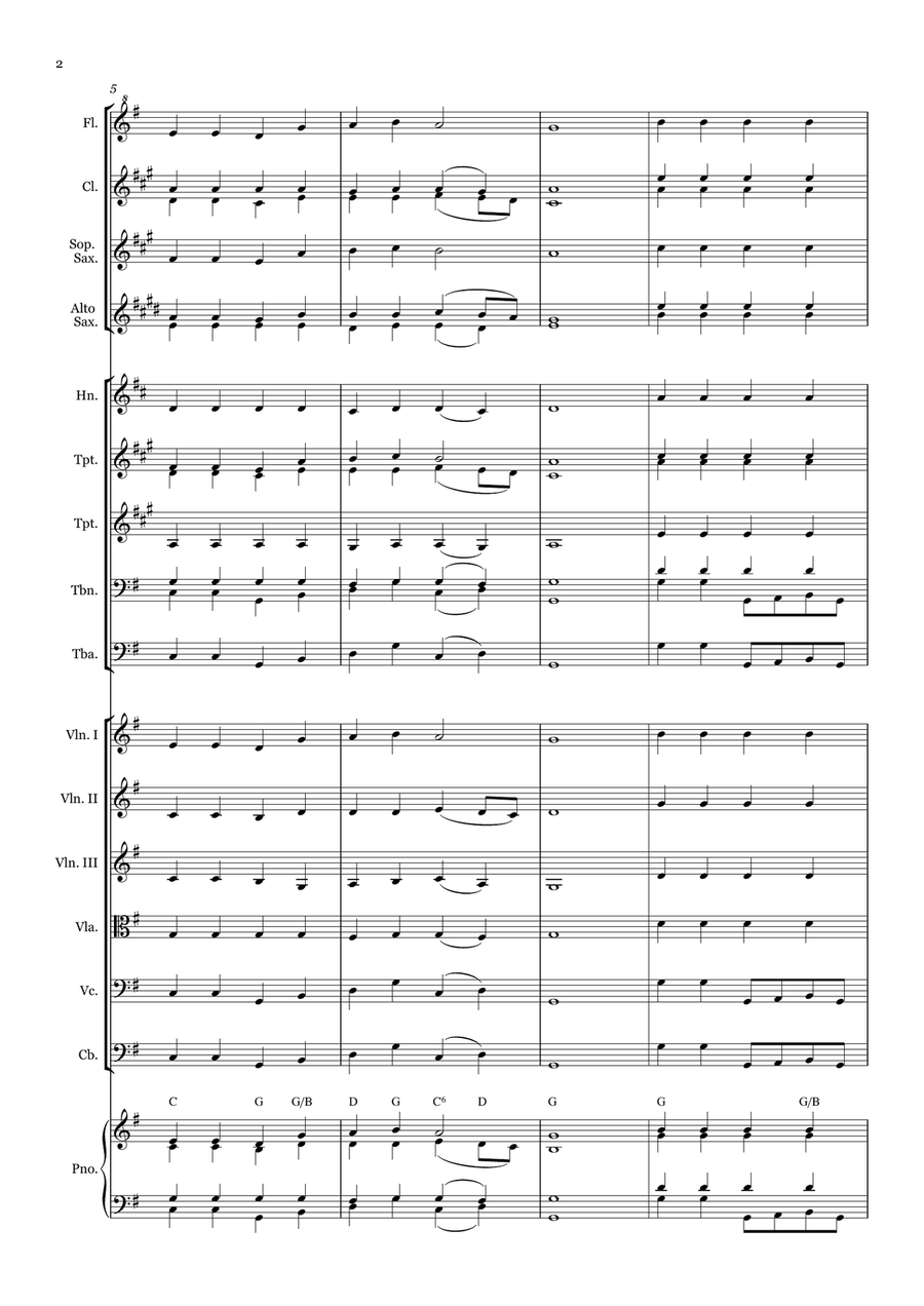 God Reveals His Presence - for Beginner Orchestra. (with chords) Chamber Music scores gallery preview page 2