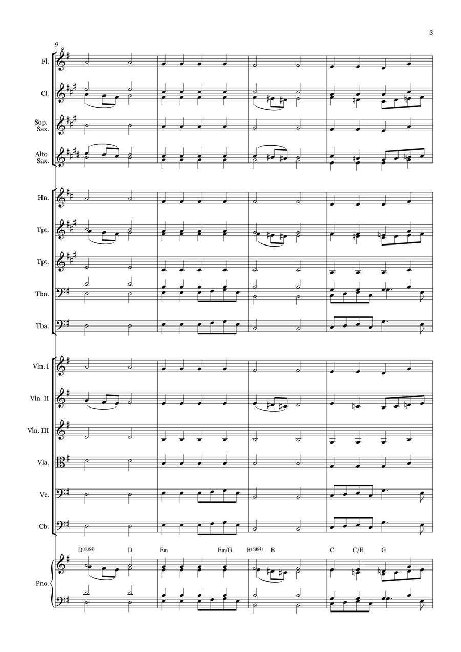 God Reveals His Presence - for Beginner Orchestra. (with chords) Chamber Music scores gallery preview page 3