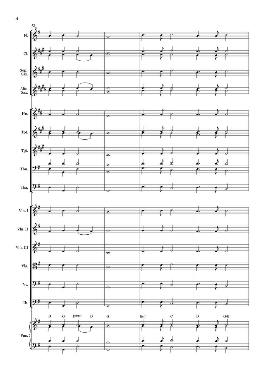 God Reveals His Presence - for Beginner Orchestra. (with chords) Chamber Music scores gallery preview page 4