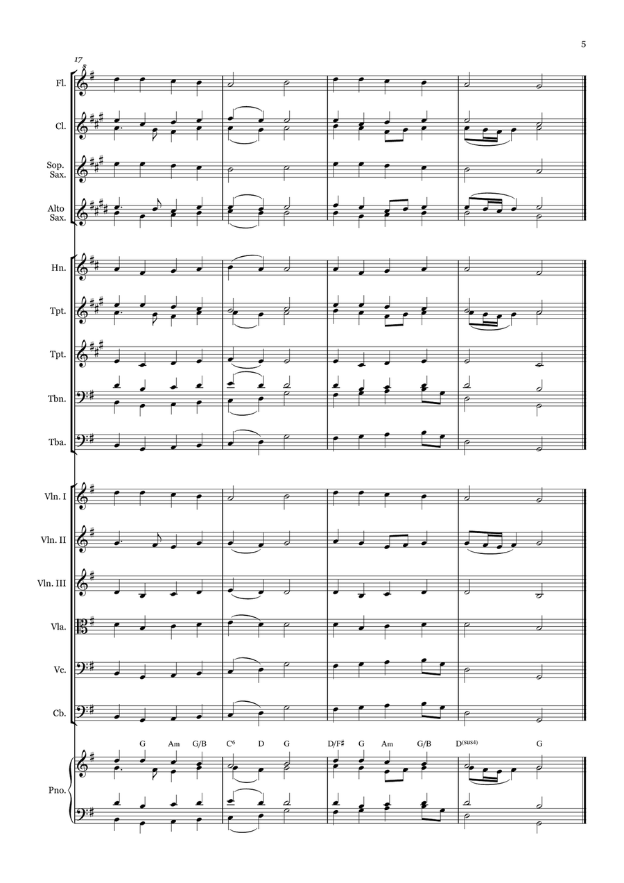 God Reveals His Presence - for Beginner Orchestra. (with chords) Chamber Music scores gallery preview page 5