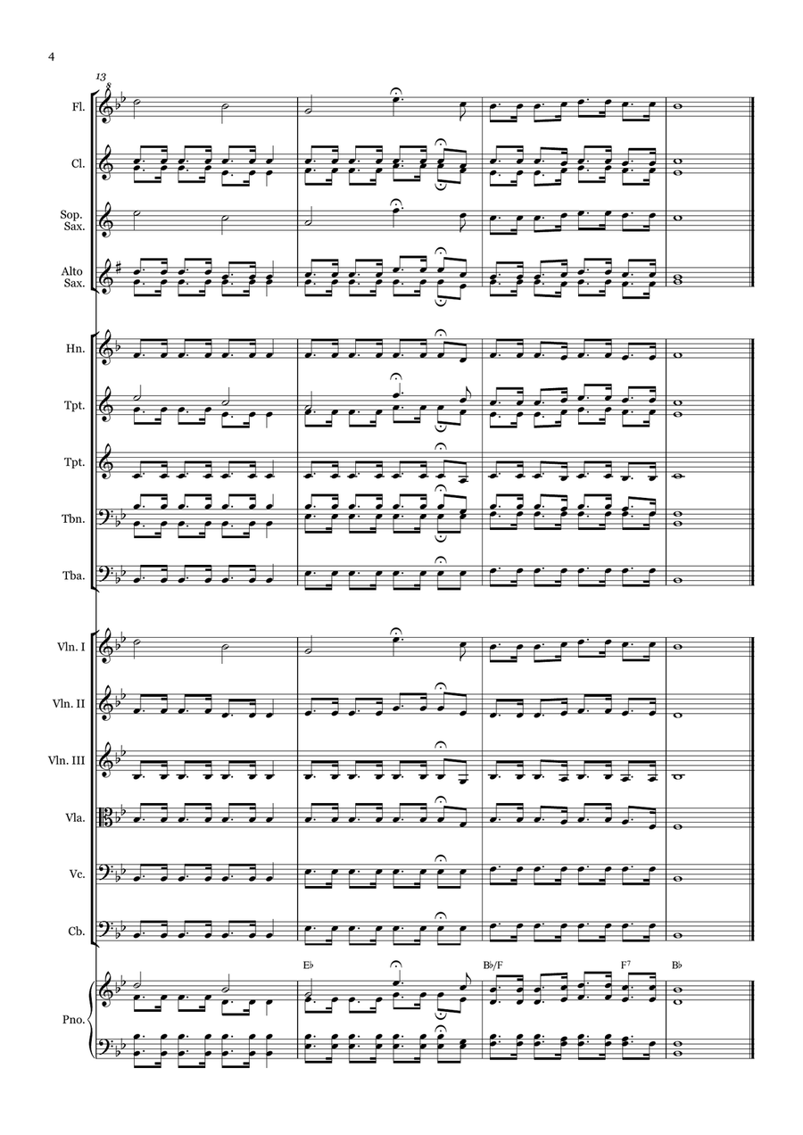 Standing on the Promises - for Beginner Orchestra. (with chords) Chamber Music scores gallery preview page 4