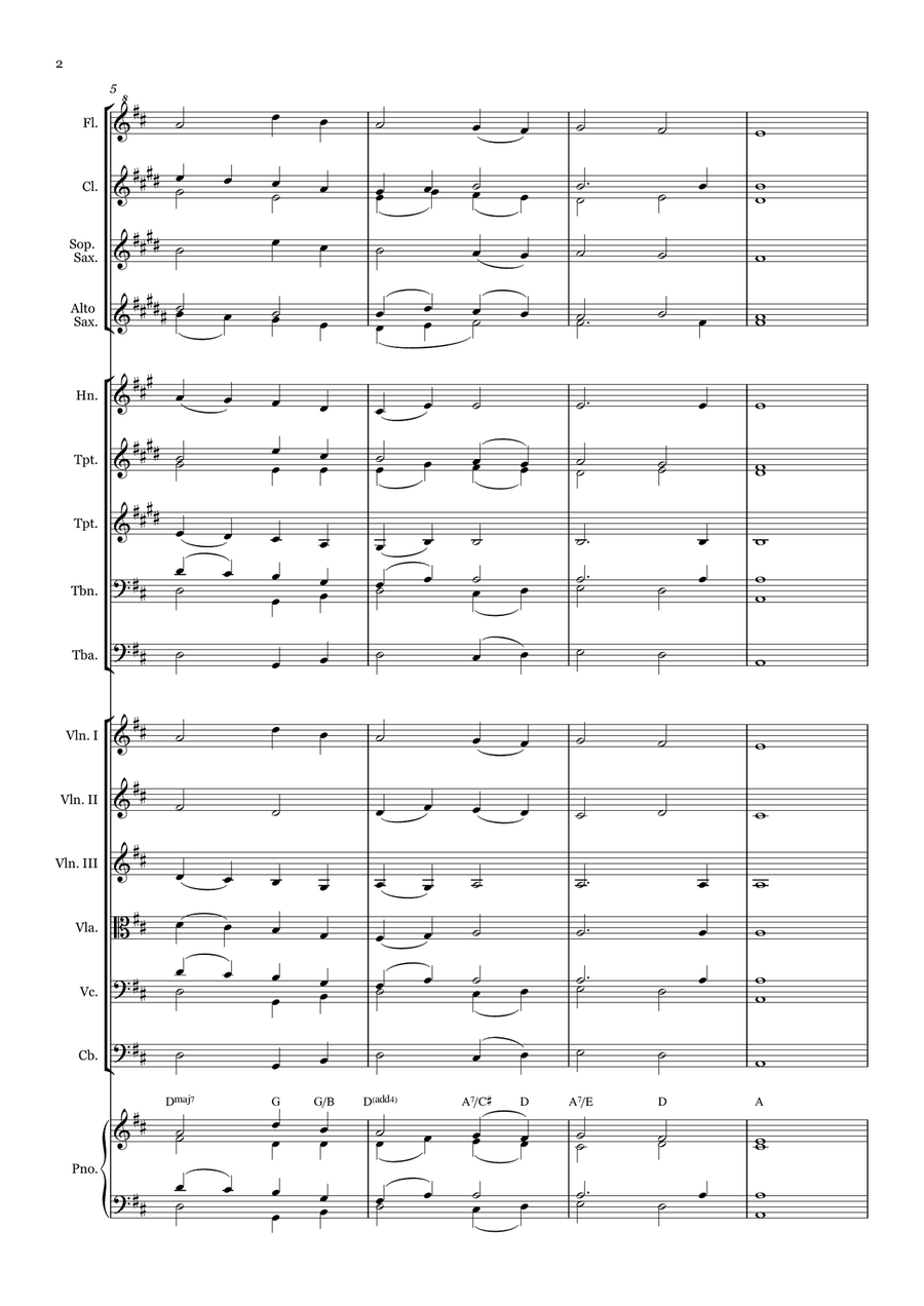 Fairest Lord Jesus - for Beginner Orchestra. (with chords) Chamber Music scores gallery preview page 2