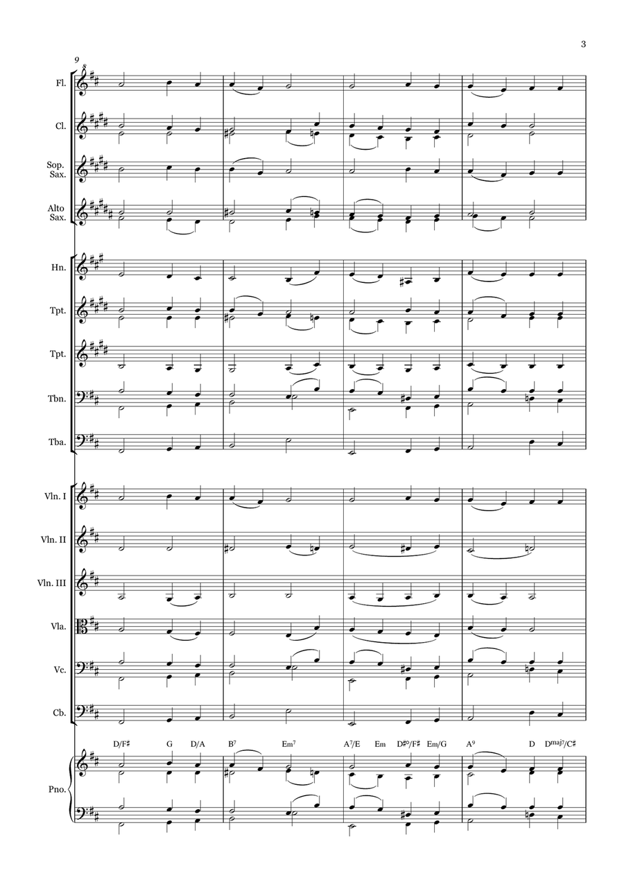 Fairest Lord Jesus - for Beginner Orchestra. (with chords) Chamber Music scores gallery preview page 3