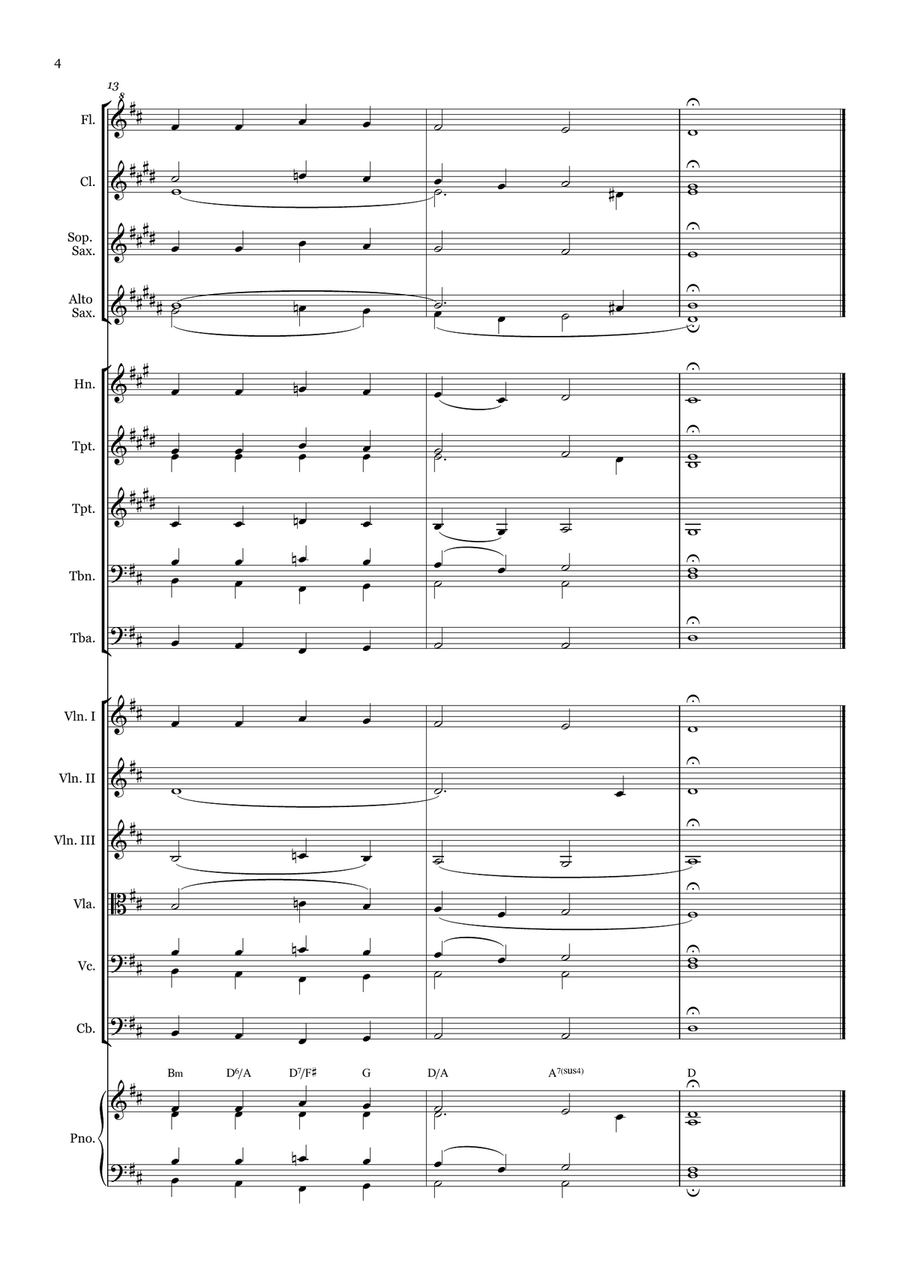 Fairest Lord Jesus - for Beginner Orchestra. (with chords) Chamber Music scores gallery preview page 4