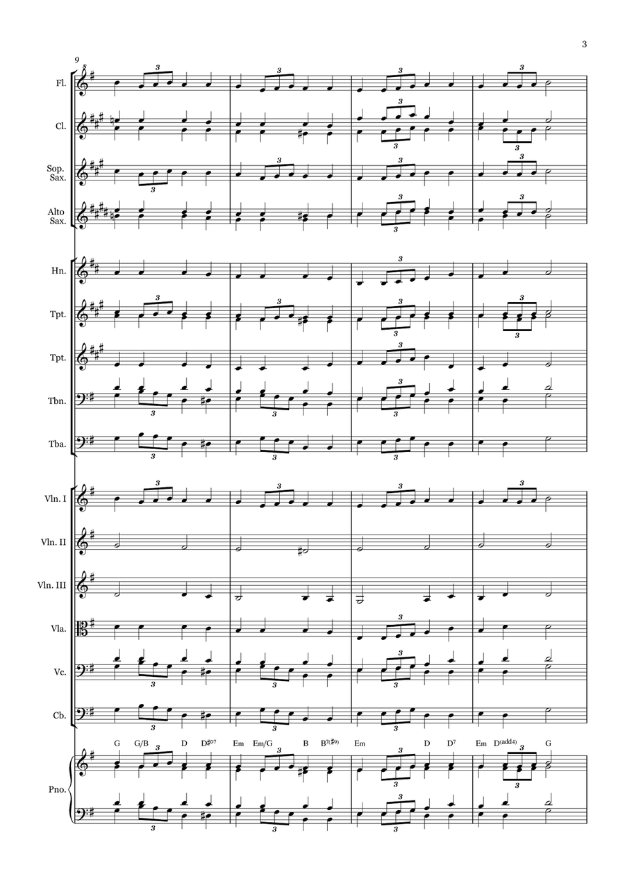 O the Deep, Deep Love of Jesus - for Beginner Orchestra. (with chords) Chamber Music scores gallery preview page 3
