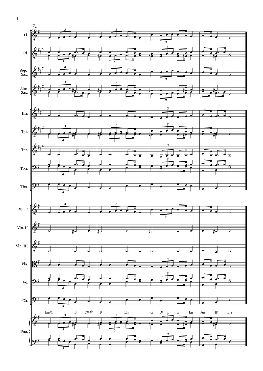 O the Deep, Deep Love of Jesus - for Beginner Orchestra. (with chords) Chamber Music scores gallery preview page 4
