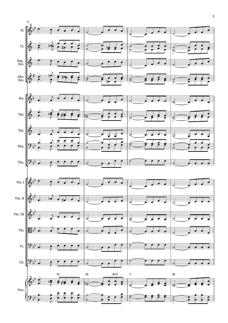 How Great Thou Art - for Beginner Orchestra. (with chords) Chamber Music scores gallery preview page 3