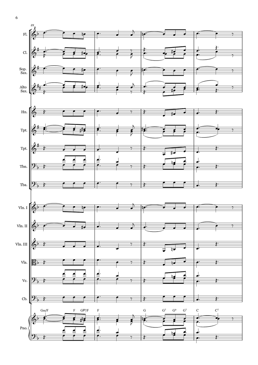 True-hearted, whole-hearted - for Beginner Orchestra. (with chords) Chamber Music scores gallery preview page 6