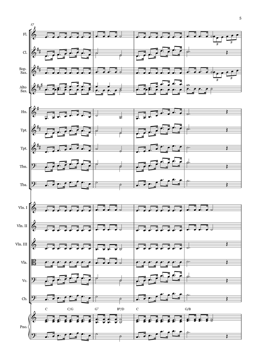 Wonderfull Grace of Jesus - for Beginner Orchestra. (with chords) Chamber Music scores gallery preview page 5