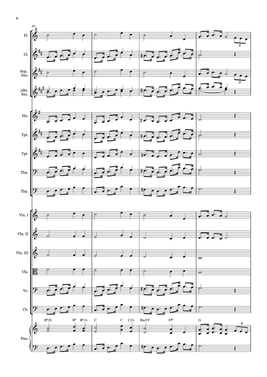 Wonderfull Grace of Jesus - for Beginner Orchestra. (with chords) Chamber Music scores gallery preview page 6