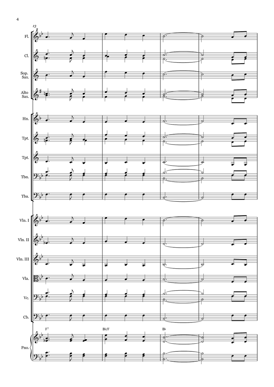 The Old Rugged Cross - for Beginner Orchestra. (with chords) Chamber Music scores gallery preview page 4