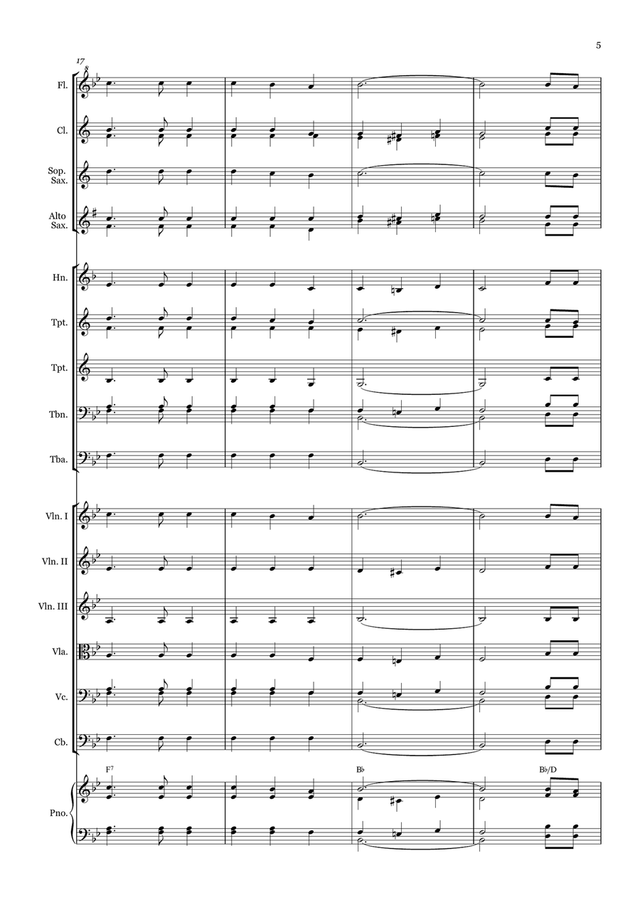 The Old Rugged Cross - for Beginner Orchestra. (with chords) Chamber Music scores gallery preview page 5