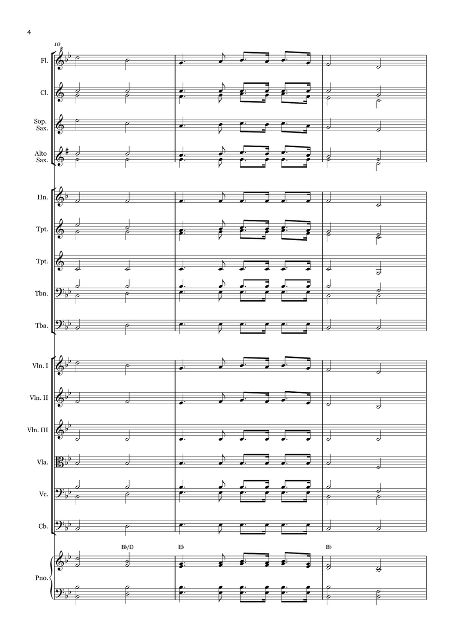 Mine Eyes Have Seen the Glory - for Beginner Orchestra. (with chords) Chamber Music scores gallery preview page 4
