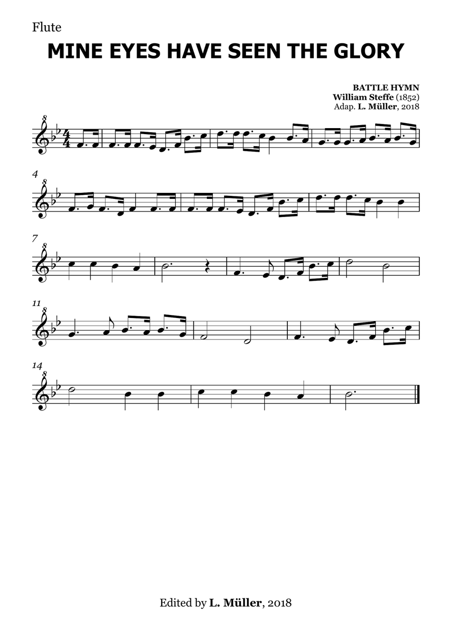 Mine Eyes Have Seen the Glory - for Beginner Orchestra. (with chords) Chamber Music scores gallery preview page 6