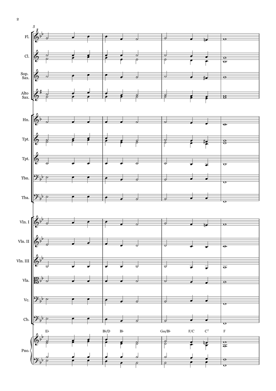 Christ Arose - for Beginner Orchestra. (with chords) Chamber Music scores gallery preview page 2