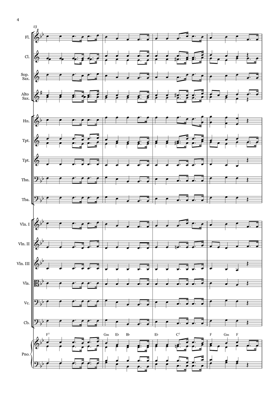 Christ Arose - for Beginner Orchestra. (with chords) Chamber Music scores gallery preview page 4