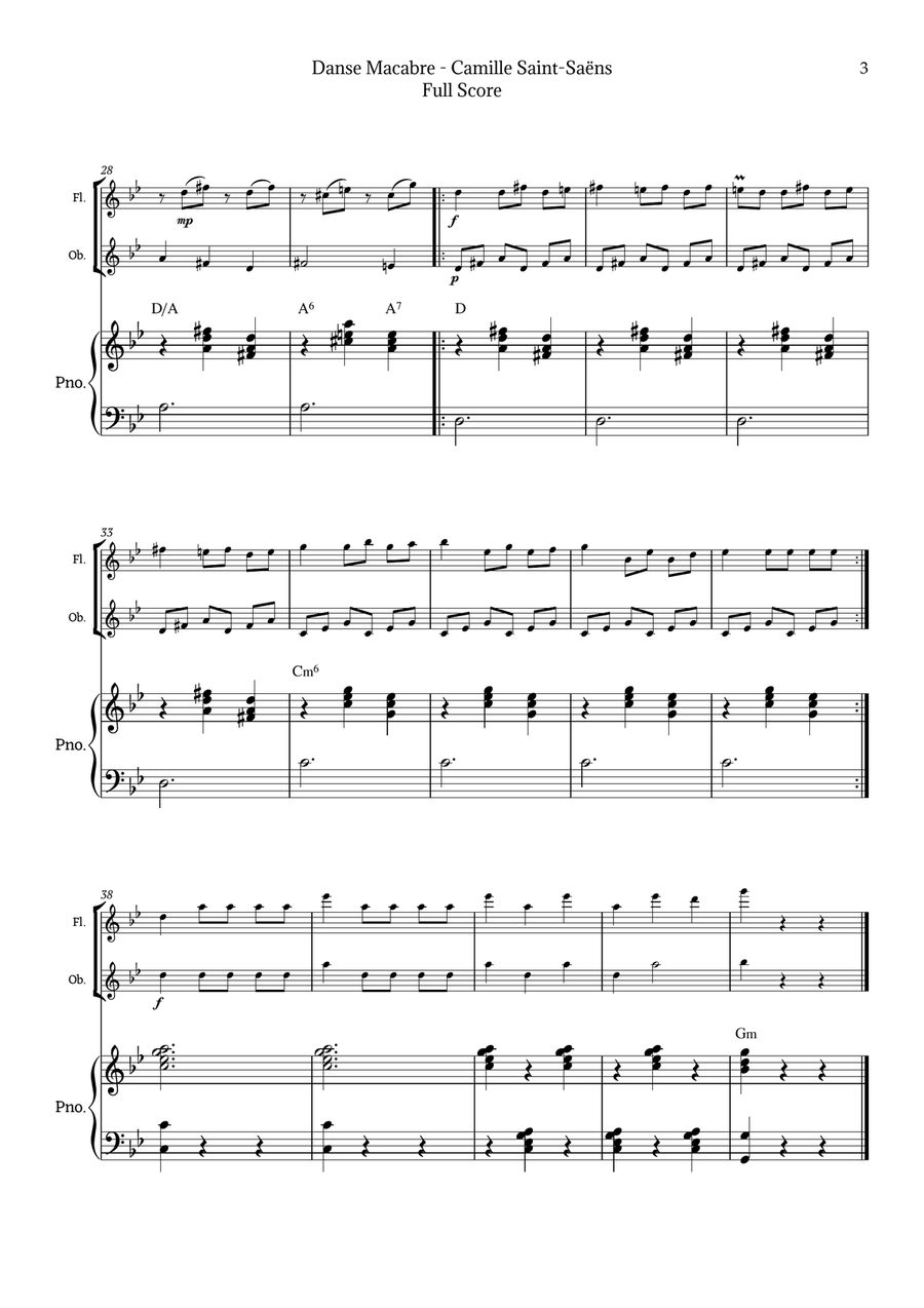 Danse Macabre by Camille Saint-Saëns Woodwind Duet scores gallery preview page 3