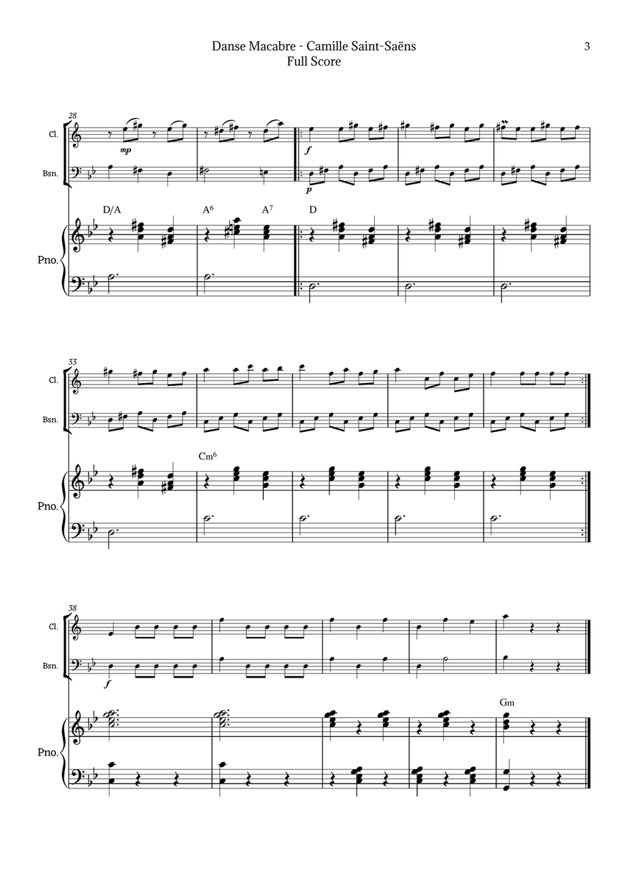 Danse Macabre by Camille Saint-Saëns Woodwind Duet scores gallery preview page 3