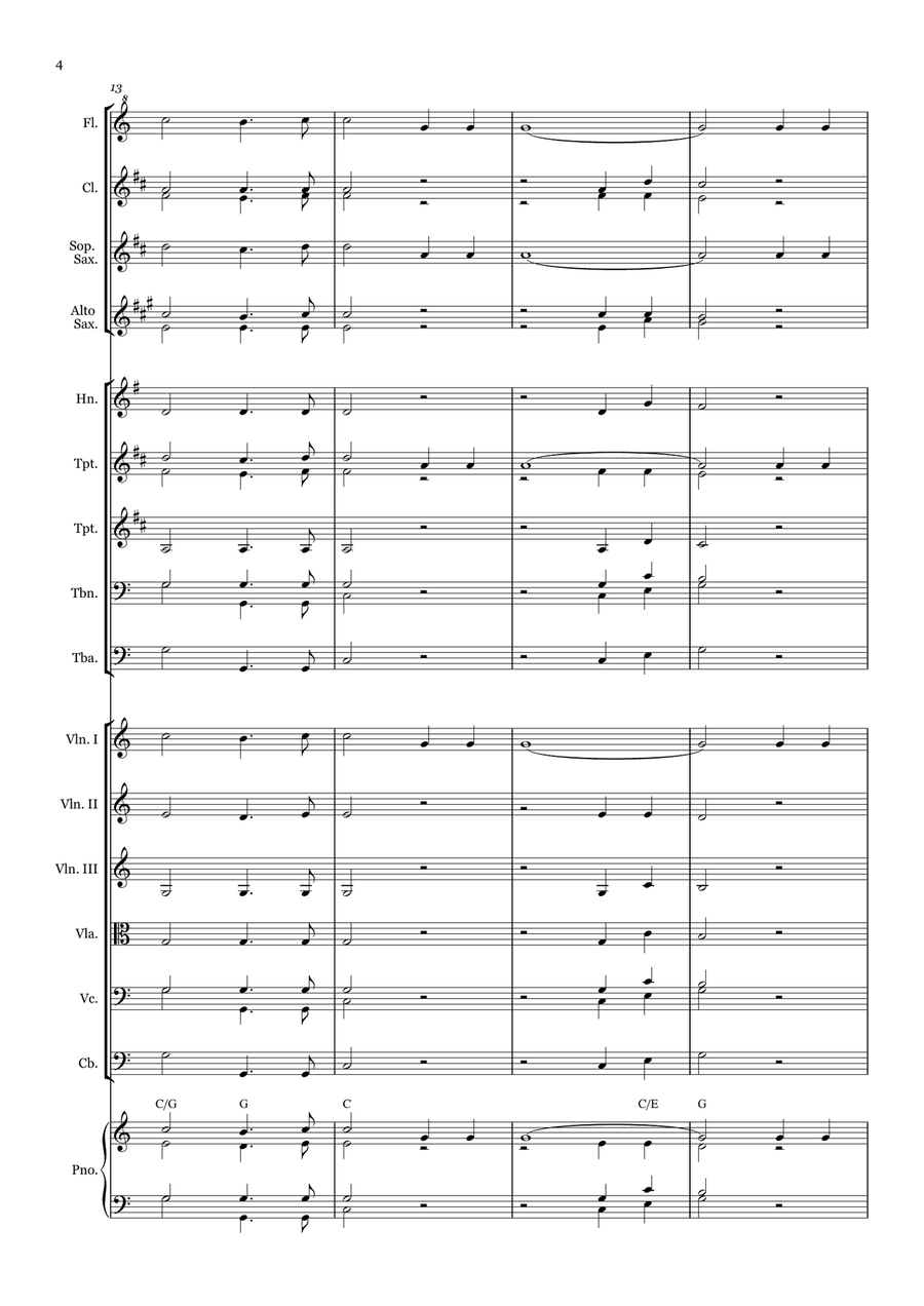 It Is Well with My Soul - for Beginner Orchestra. (with chords) Chamber Music scores gallery preview page 4