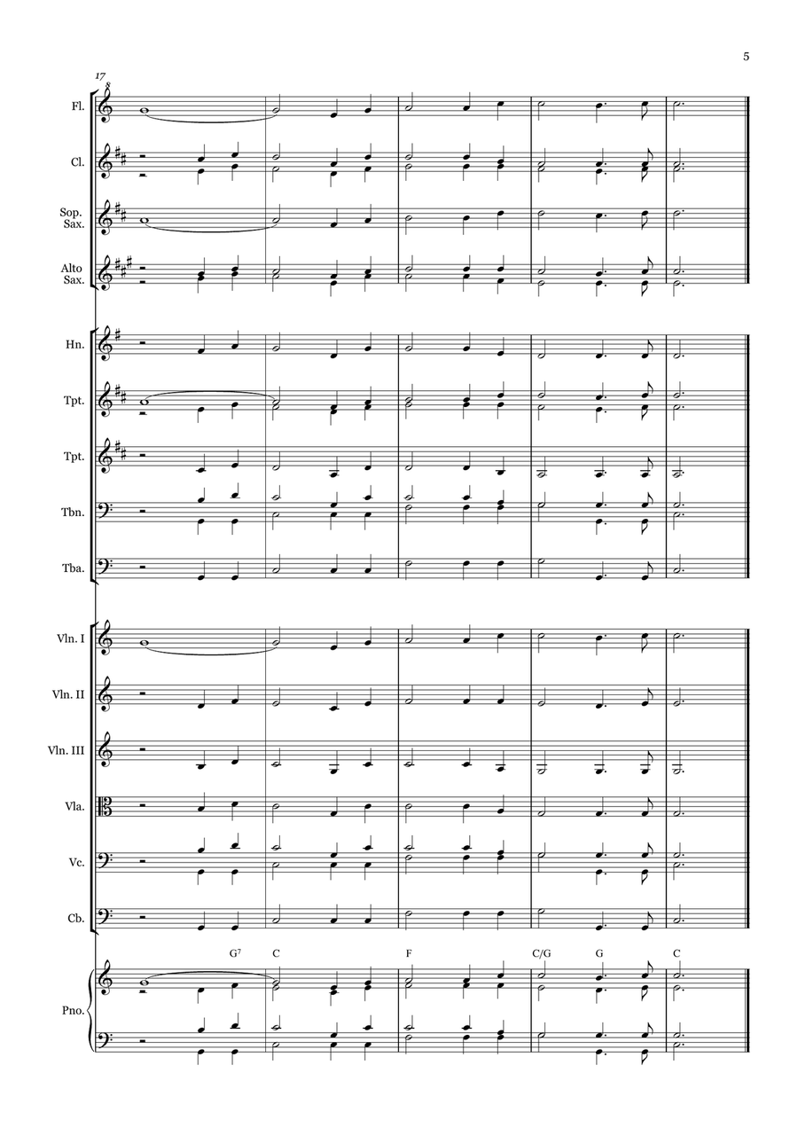 It Is Well with My Soul - for Beginner Orchestra. (with chords) Chamber Music scores gallery preview page 5