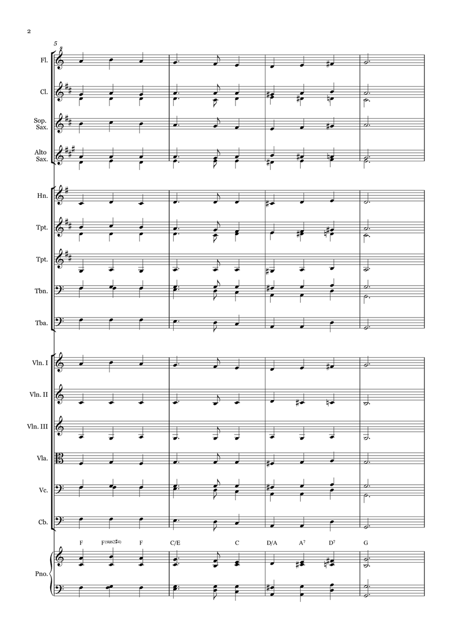 Great Is Thy Faithfulness - for Beginner Orchestra. (with chords) Chamber Music scores gallery preview page 2
