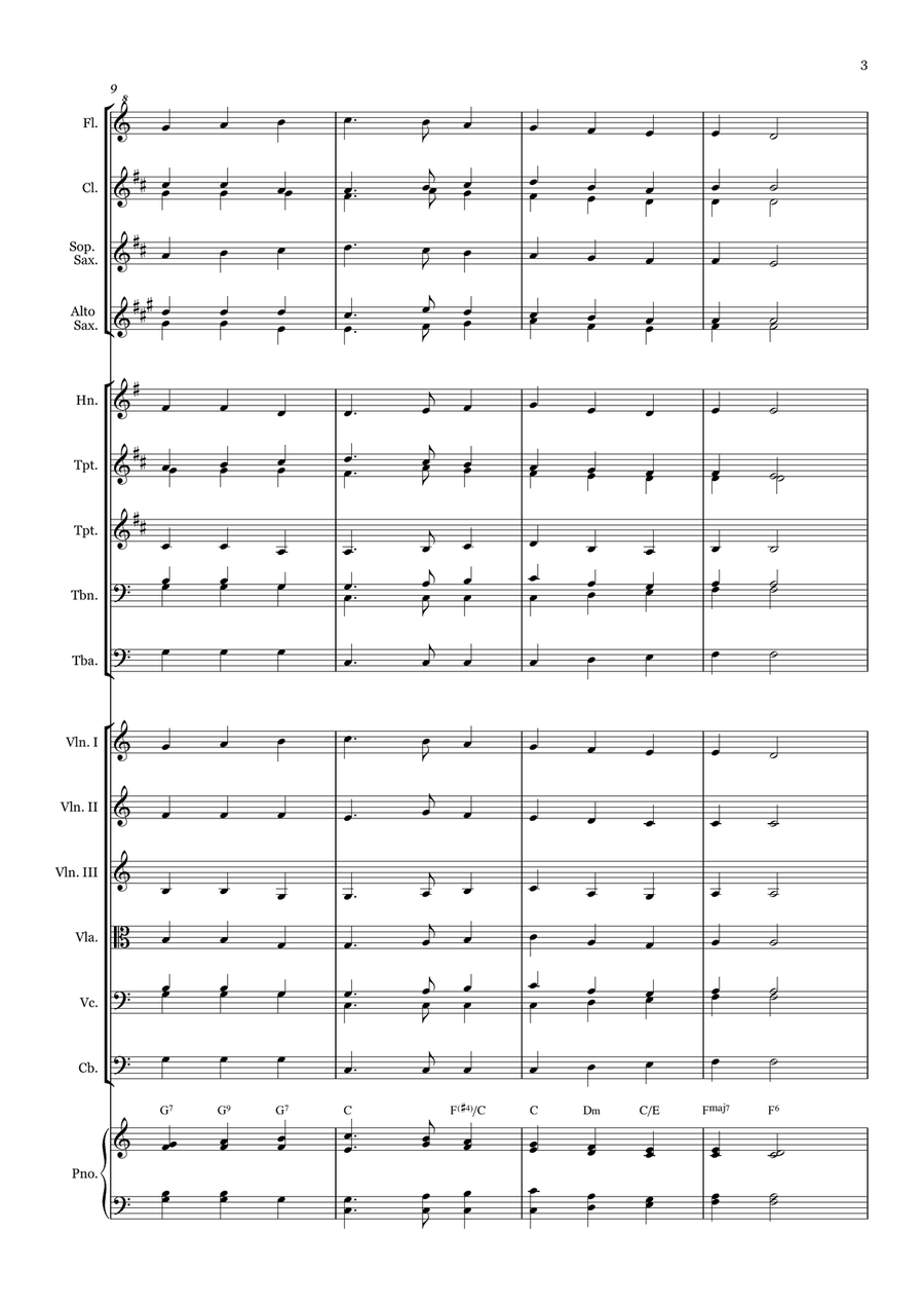 Great Is Thy Faithfulness - for Beginner Orchestra. (with chords) Chamber Music scores gallery preview page 3