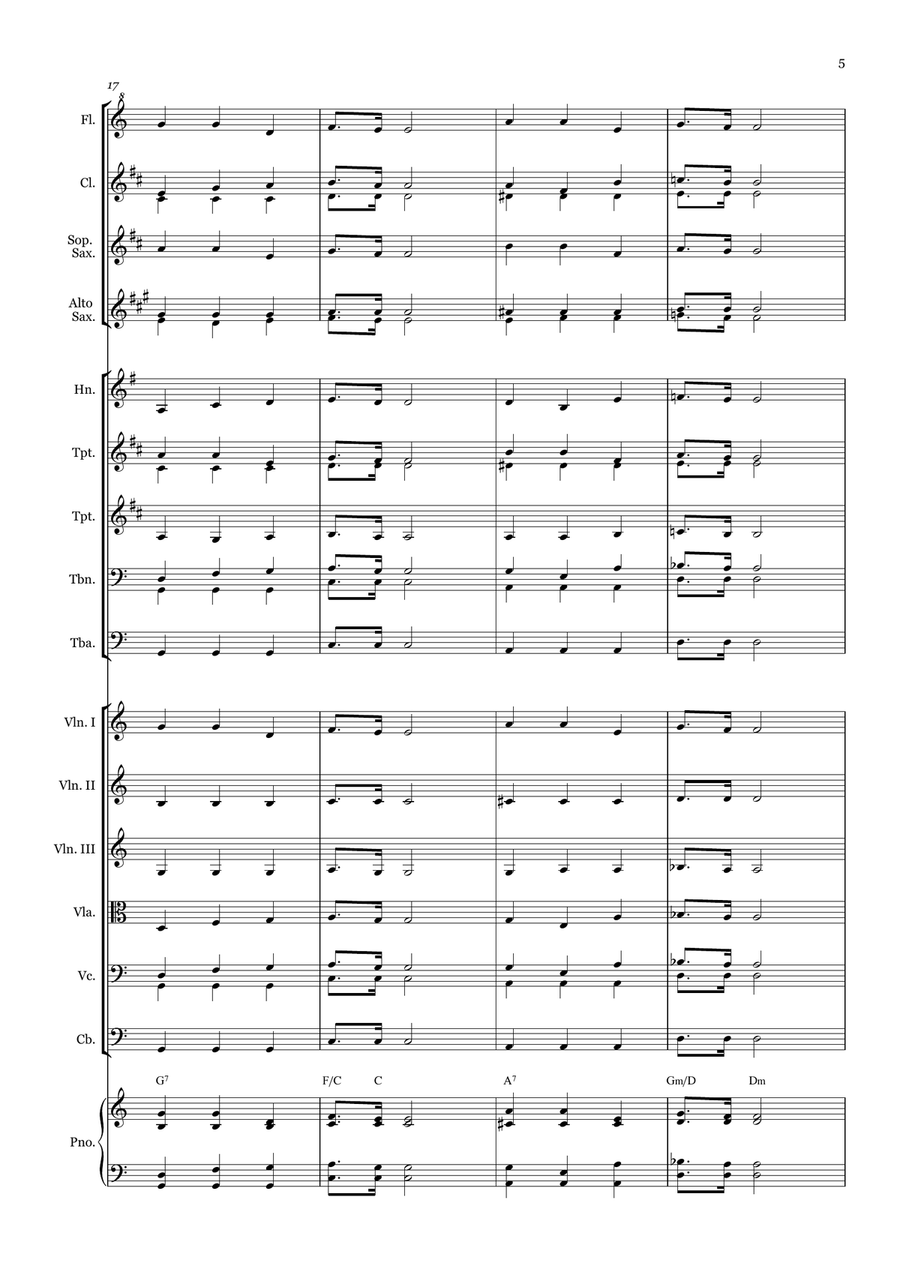 Great Is Thy Faithfulness - for Beginner Orchestra. (with chords) Chamber Music scores gallery preview page 5