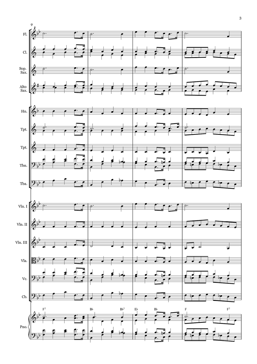 The Banner of the Cross - for Beginner Orchestra. (with chords) Chamber Music scores gallery preview page 3
