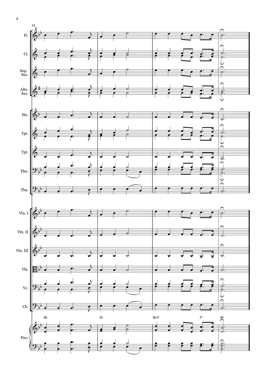 The Banner of the Cross - for Beginner Orchestra. (with chords) Chamber Music scores gallery preview page 4