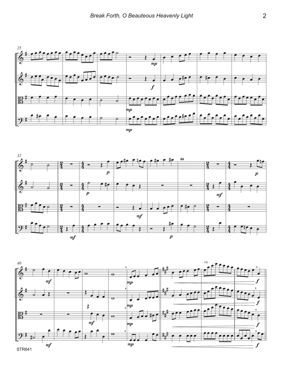 BREAK FORTH O BEAUTEOUS HEAVENLY LIGHT String Quartet scores gallery preview page 2
