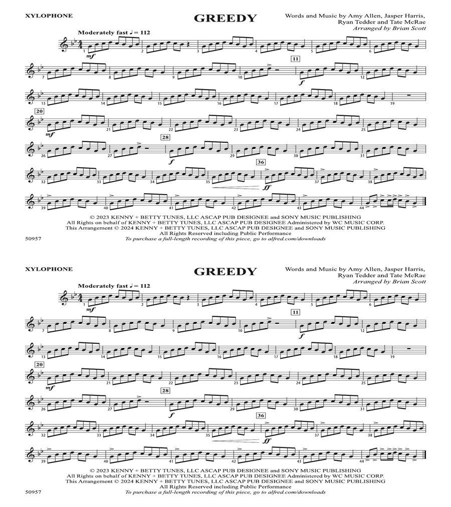 Greedy: Mallets Greedy: Mallets Percussion scores gallery preview page 1