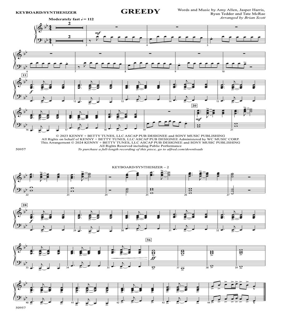 Greedy: Piano Accompaniment Piano Accompaniment scores gallery preview page 1