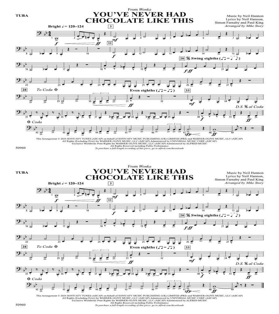 You've Never Had Chocolate Like This: Tuba Tuba scores gallery preview page 1
