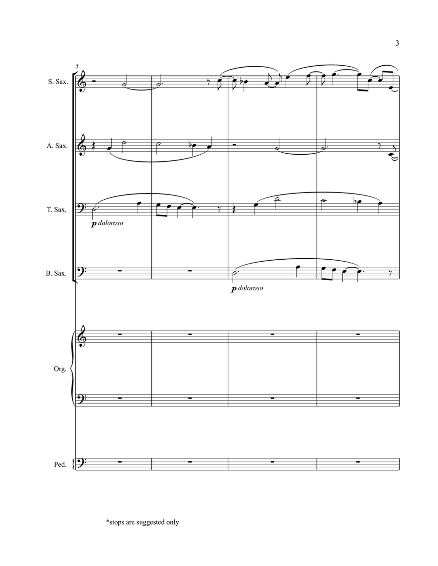 Mass Without Words for Saxophone Quartet and Pipe Organ Saxophone Quartet scores gallery preview page 3