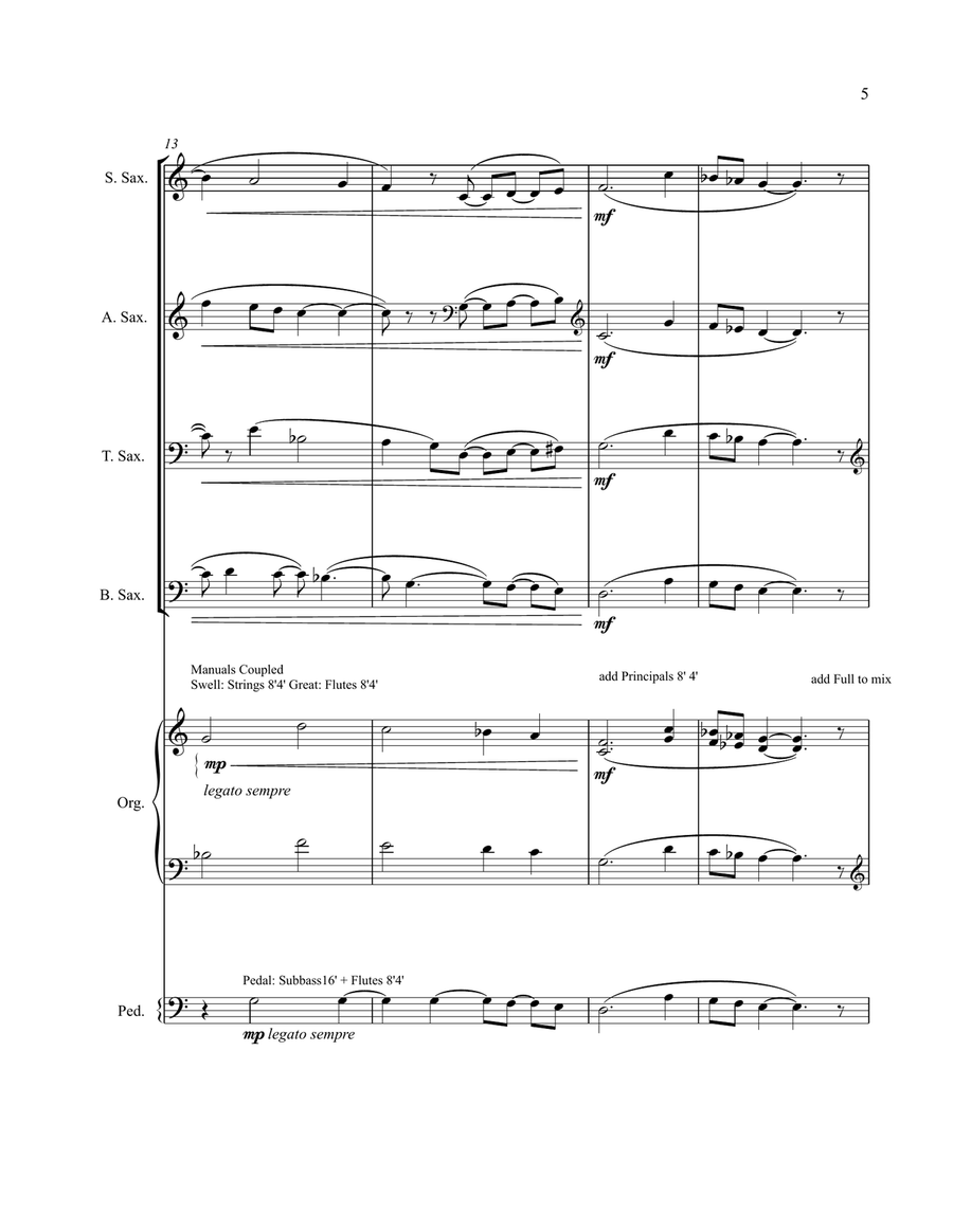 Mass Without Words for Saxophone Quartet and Pipe Organ Saxophone Quartet scores gallery preview page 5