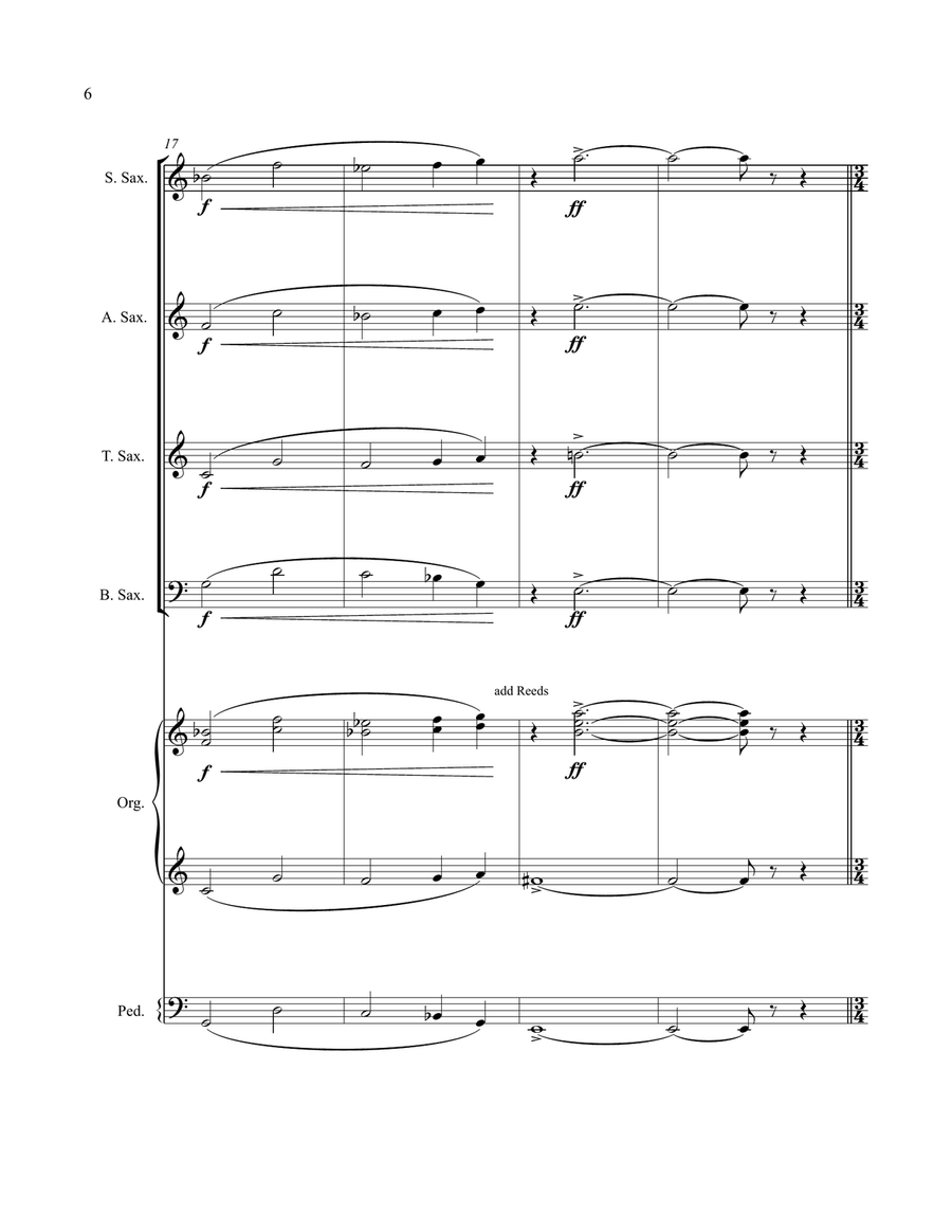 Mass Without Words for Saxophone Quartet and Pipe Organ Saxophone Quartet scores gallery preview page 6