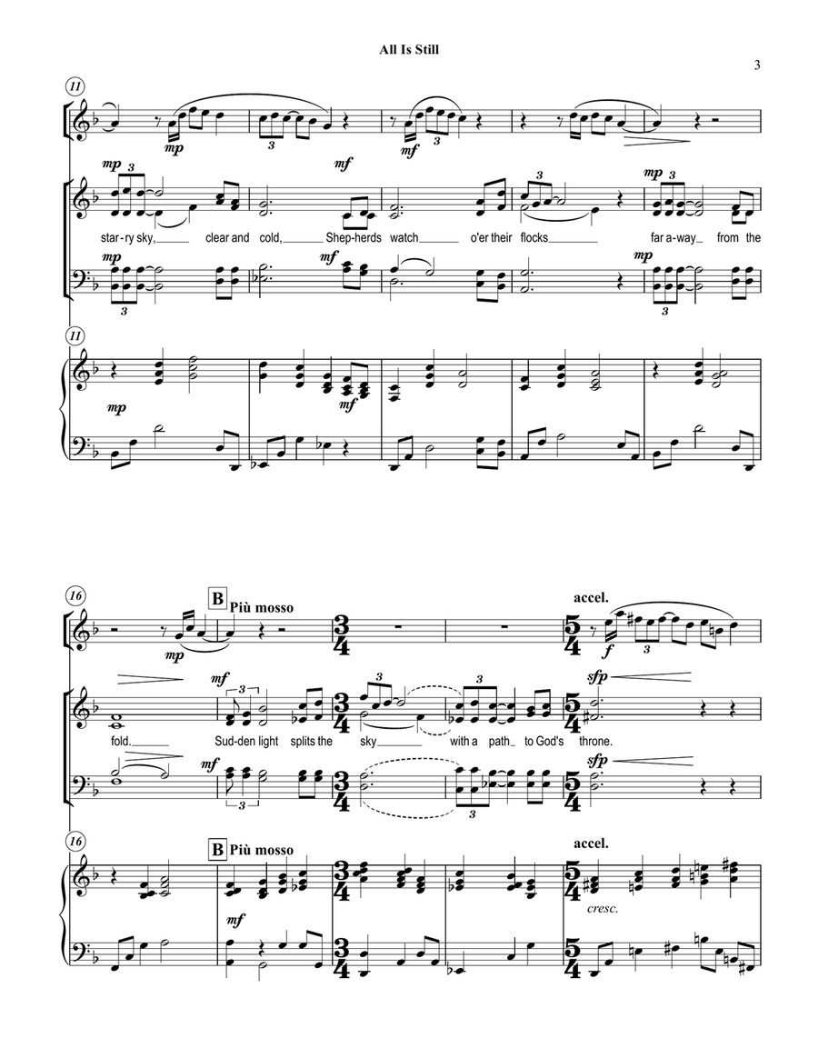 All Is Still, SATB, div, Piano and Flute Divisi scores gallery preview page 3