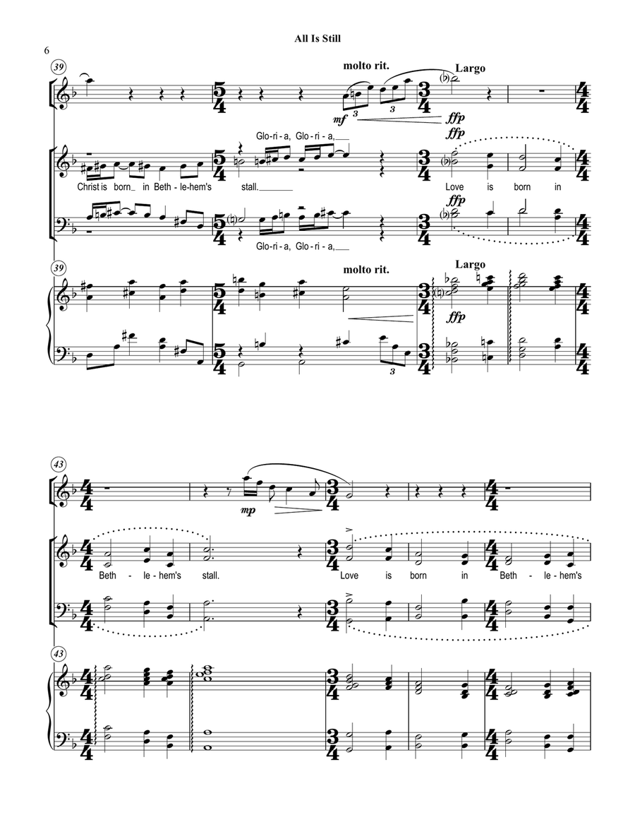 All Is Still, SATB, div, Piano and Flute Divisi scores gallery preview page 6