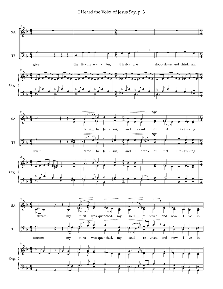 I Heard the Voice of Jesus Say — SATB voices, organ 4-Part scores gallery preview page 4