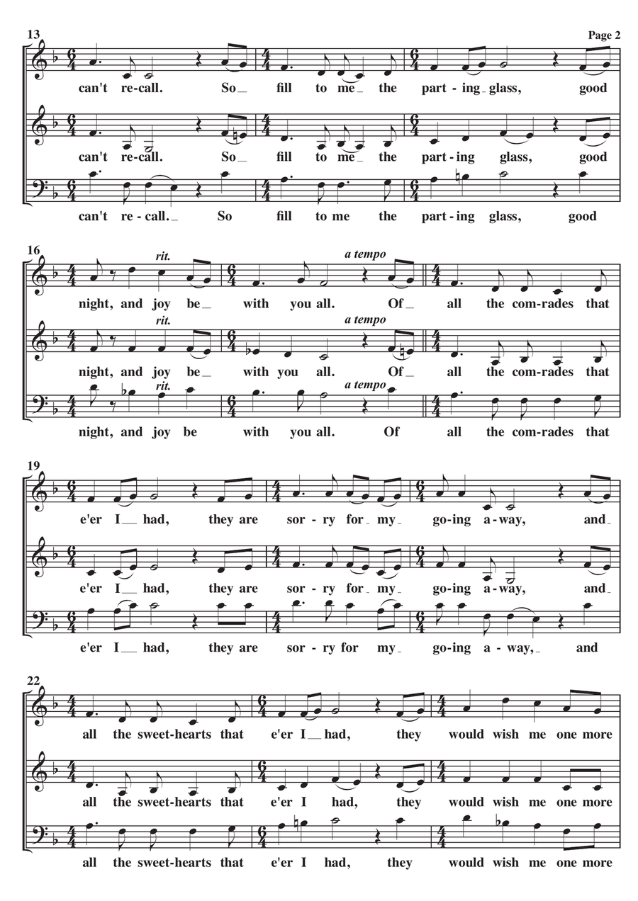 The Parting Glass A Cappella SAB 3-Part scores gallery preview page 2