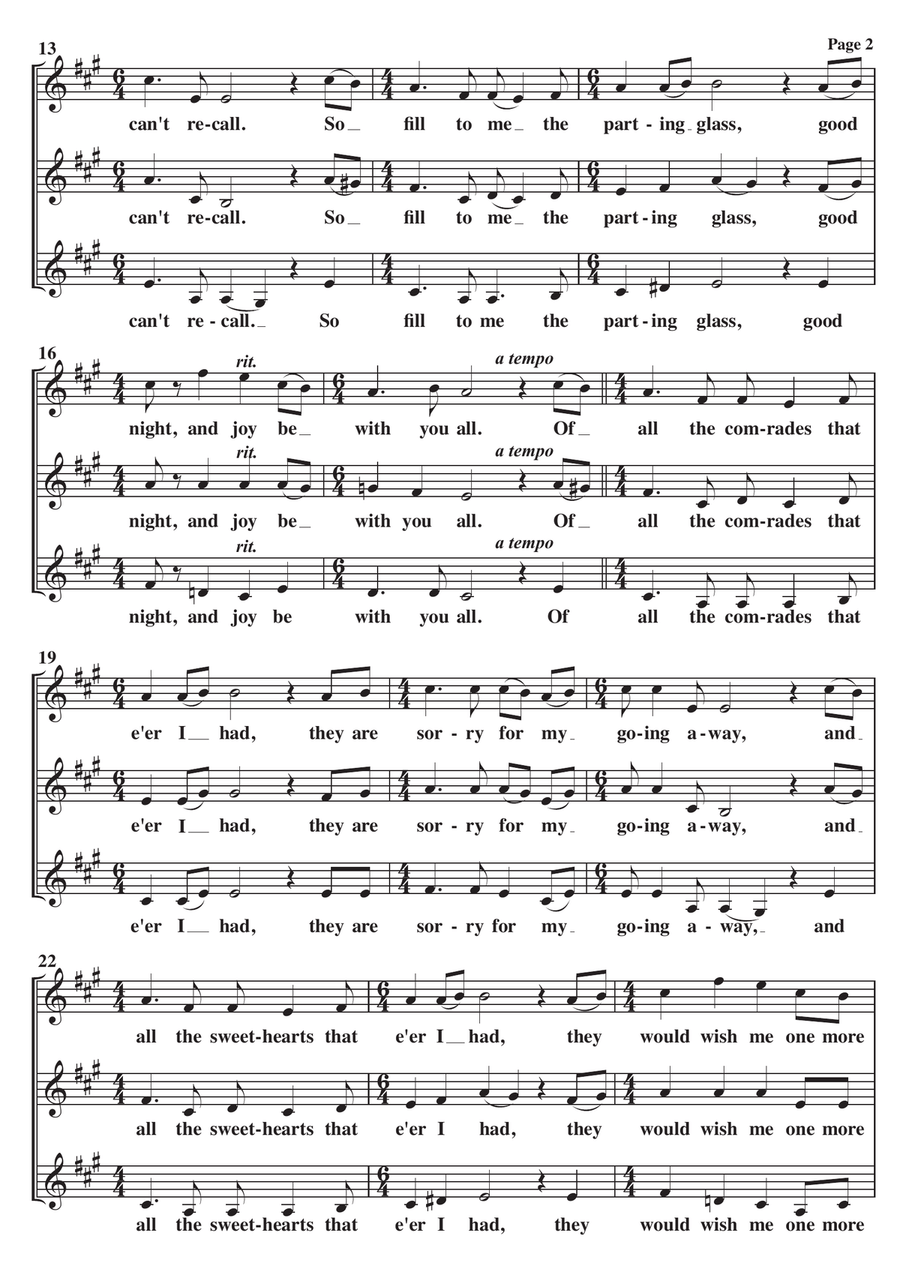 The Parting Glass A Cappella SSA SSA scores gallery preview page 2