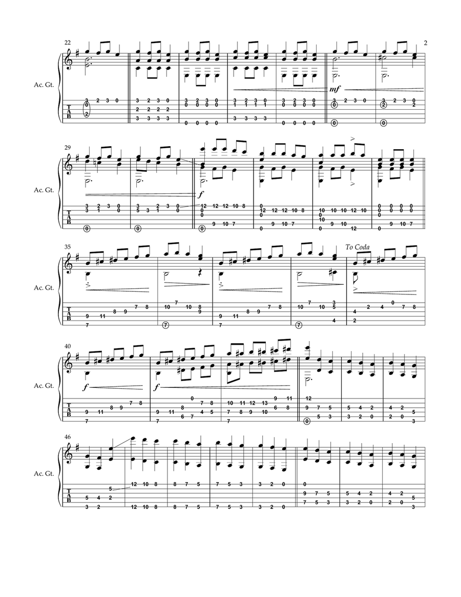 Carol Of The Bells/god Rest Ye Merry Gentlemen Acoustic Guitar scores gallery preview page 2