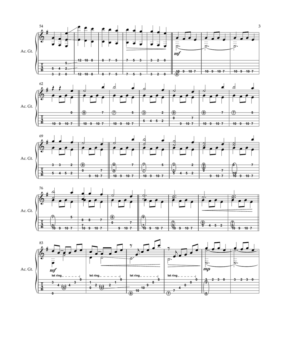 Carol Of The Bells/god Rest Ye Merry Gentlemen Acoustic Guitar scores gallery preview page 3