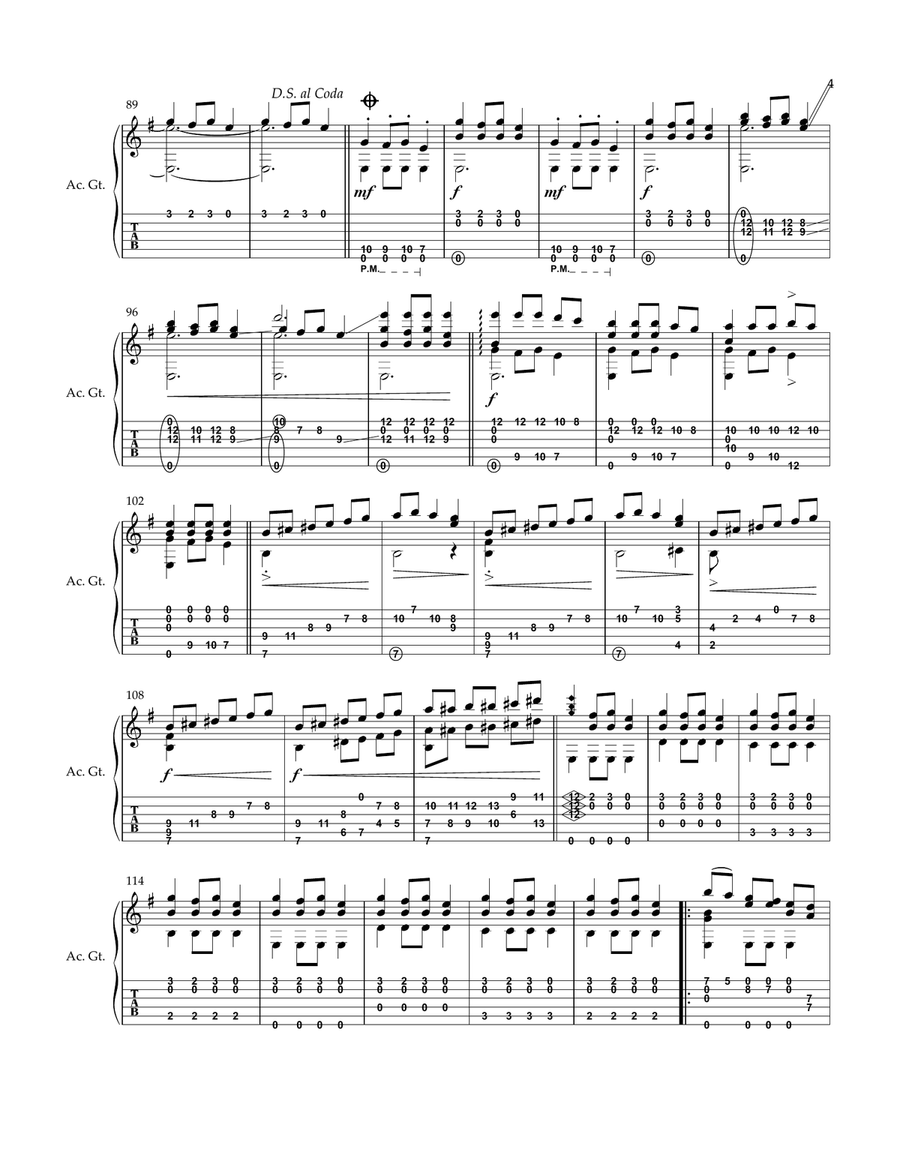 Carol Of The Bells/god Rest Ye Merry Gentlemen Acoustic Guitar scores gallery preview page 4