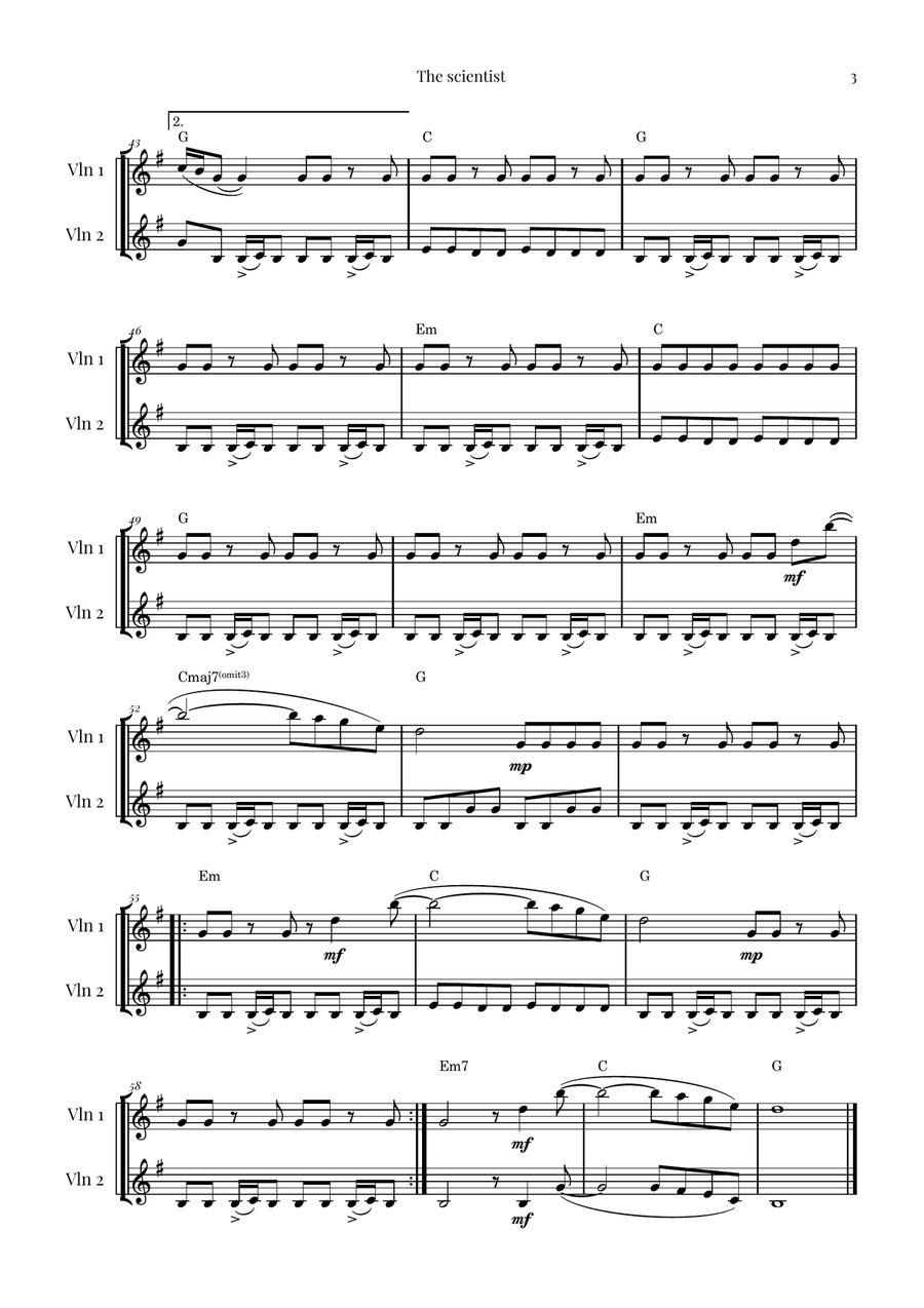 The Scientist String Duet scores gallery preview page 3