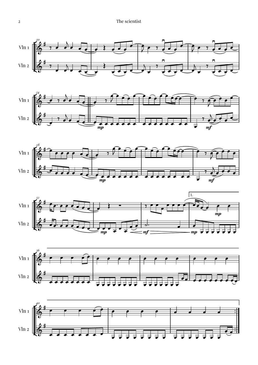 The Scientist String Duet scores gallery preview page 2